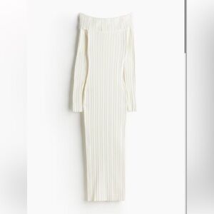 Gorgeous Off-the-shoulder White Ribbed Knit Dress. New with tags! NWT!